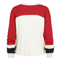 San Francisco 49ers '47 Women's Plus Size Double Header Curve Toni Long Sleeve T-Shirt - Cream/Scarlet sale