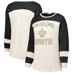 New Orleans Saints '47 Women's Plus Size Double Header Curve Toni Long Sleeve T-Shirt - Cream/Black online