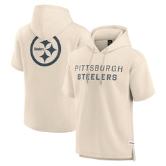 Pittsburgh Steelers Elements Future Ground Lettering Short Sleeve Pullover Hoodie - Cream for sale