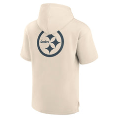 Pittsburgh Steelers Elements Future Ground Lettering Short Sleeve Pullover Hoodie - Cream for sale