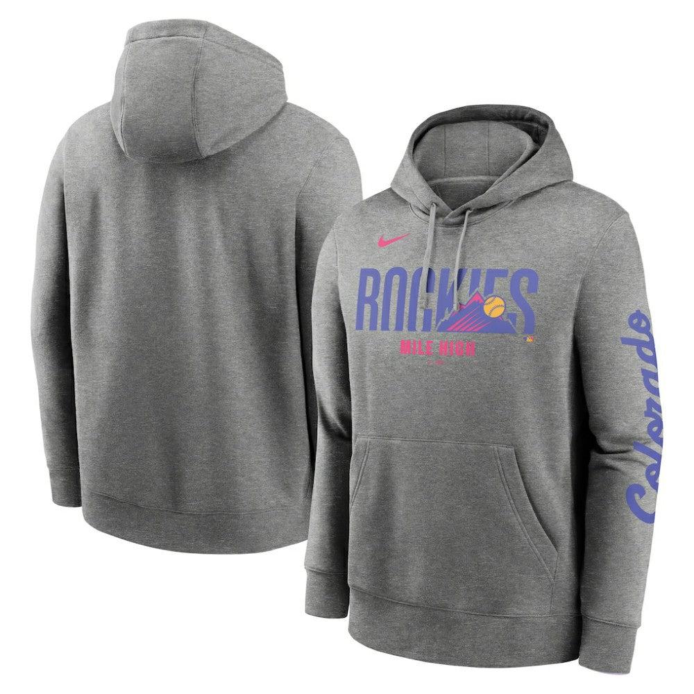 Colorado Rockies 2025 City Connect French Terry Club Fleece Pullover Hoodie Heather Charcoal