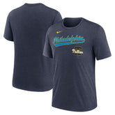 Philadelphia Phillies City Connect Script Tri-Blend T-Shirt Heather Navy