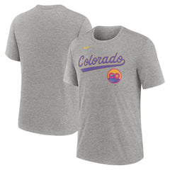 Colorado Rockies City Connect Script Tri-Blend T-Shirt Heather Charcoal