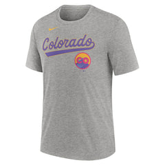 Colorado Rockies City Connect Script Tri-Blend T-Shirt Heather Charcoal
