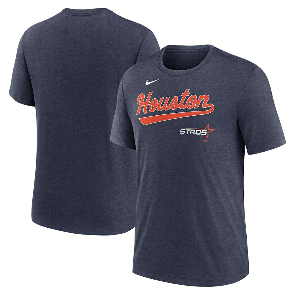 Houston Astros City Connect Script Tri-Blend T-Shirt Heather Navy