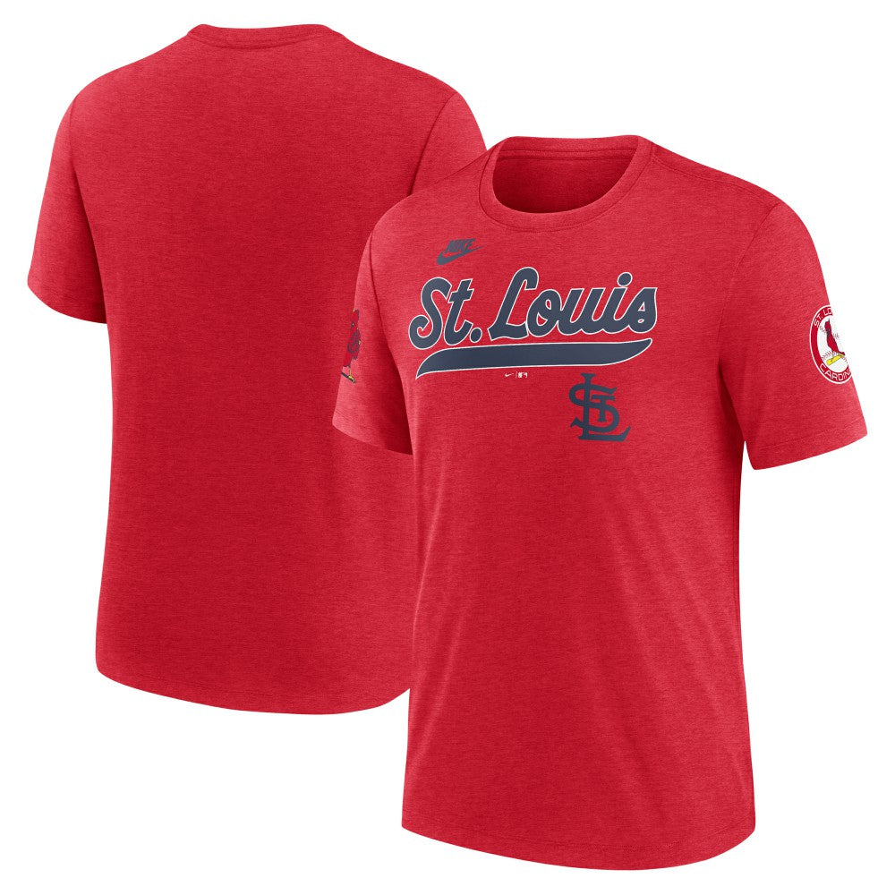 St. Louis Cardinals Cooperstown Collection Eras Tri-Blend T-Shirt Heather Red