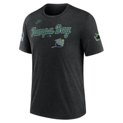 Tampa Bay Rays Cooperstown Collection Eras Tri-Blend T-Shirt Heather Black