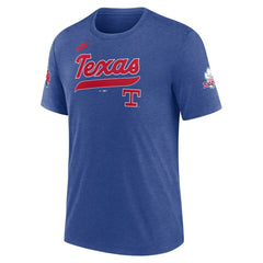 Texas Rangers Cooperstown Collection Eras Tri-Blend T-Shirt Heather Royal