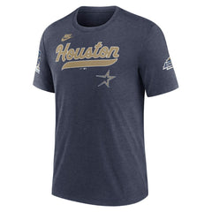Houston Astros Cooperstown Collection Eras Tri-Blend T-Shirt Heather Navy