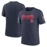 Minnesota Twins Cooperstown Collection Eras Tri-Blend T-Shirt Heather Navy