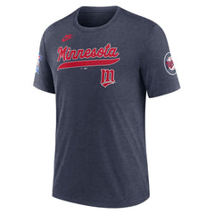 Minnesota Twins Cooperstown Collection Eras Tri-Blend T-Shirt Heather Navy