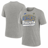 Milwaukee Brewers Cooperstown Collection Retro Tri-Blend T-Shirt Heather Gray