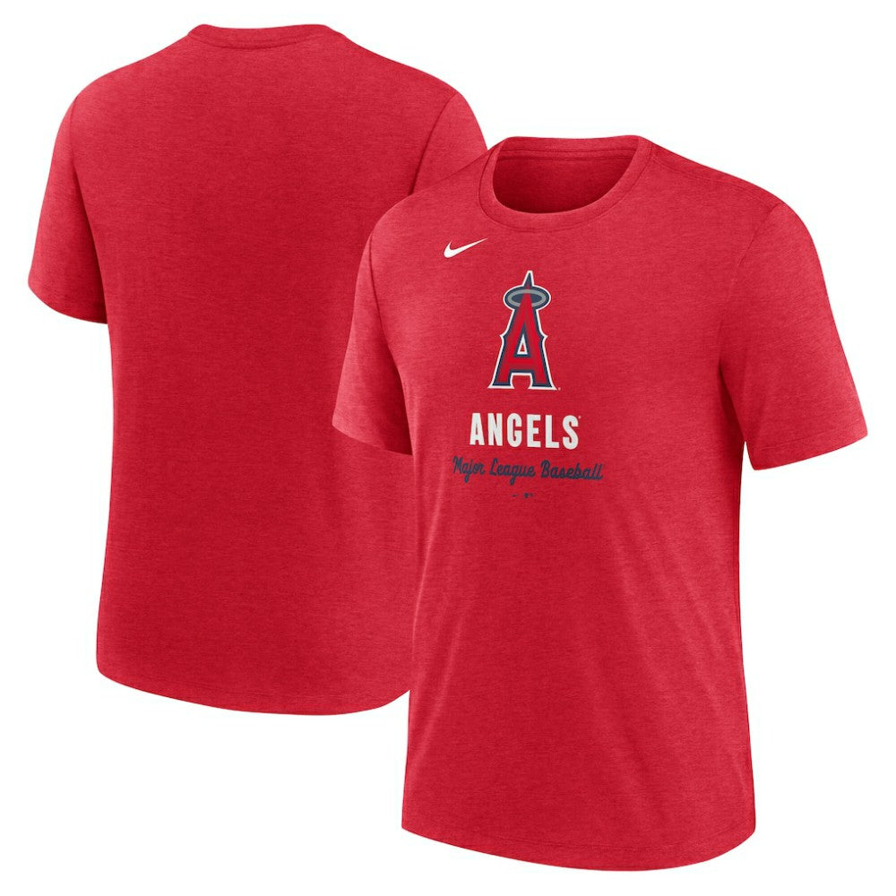 Los Angeles Angels Logo Tri-Blend T-Shirt Heather Red