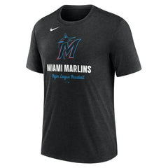 Miami Marlins Logo Tri-Blend T-Shirt Heather Black
