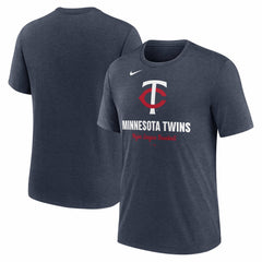 Minnesota Twins Logo Tri-Blend T-Shirt Heather Navy