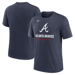 Atlanta Braves Logo Tri-Blend T-Shirt Heather Navy
