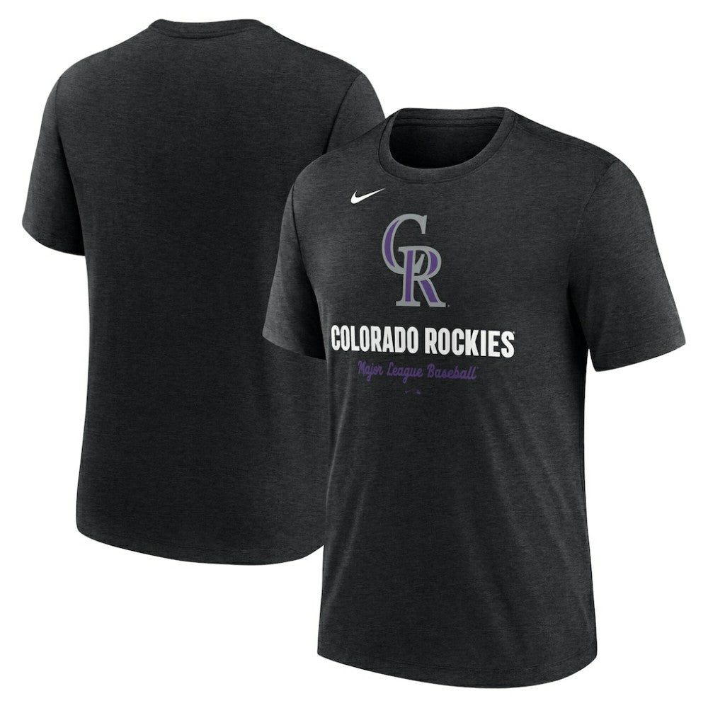 Colorado Rockies Logo Tri-Blend T-Shirt Heather Black