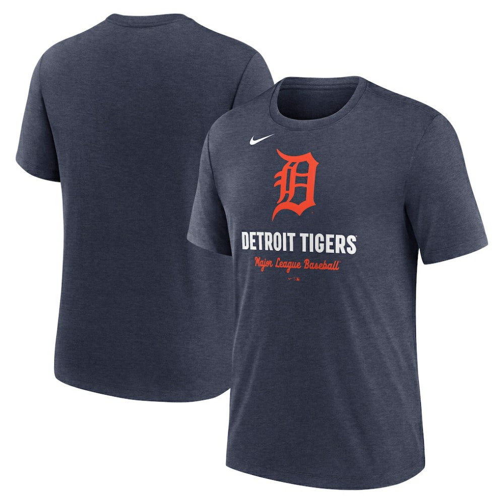 Detroit Tigers Logo Tri-Blend T-Shirt Heather Navy