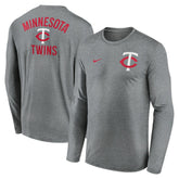 Minnesota Twins 2-Hit Legend Dri-FIT Long Sleeve T-Shirt Heather Charcoal