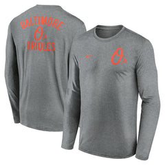 Baltimore Orioles 2-Hit Legend Dri-FIT Long Sleeve T-Shirt Heather Charcoal