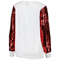 San Francisco 49ers Cuce Women's Sequin Sleeve V-Neck Pullover Sweatshirt- White online