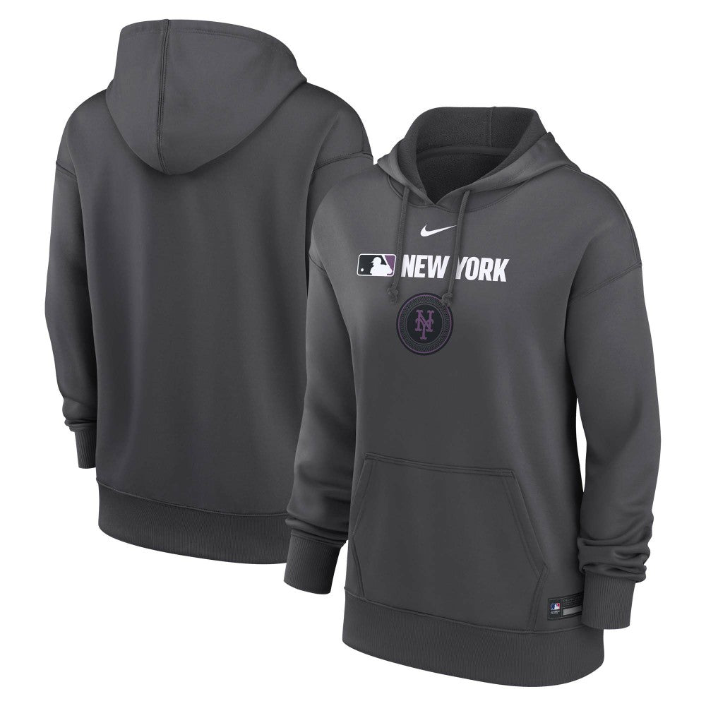 New York Mets Women's City Connect Authentic Collection Therma-FIT Hoodie Anthracite