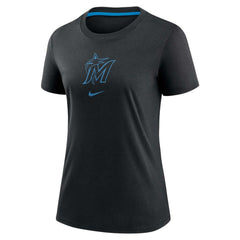 Miami Marlins Women's Authentic Collection Early Work Tri-Blend T-Shirt Black