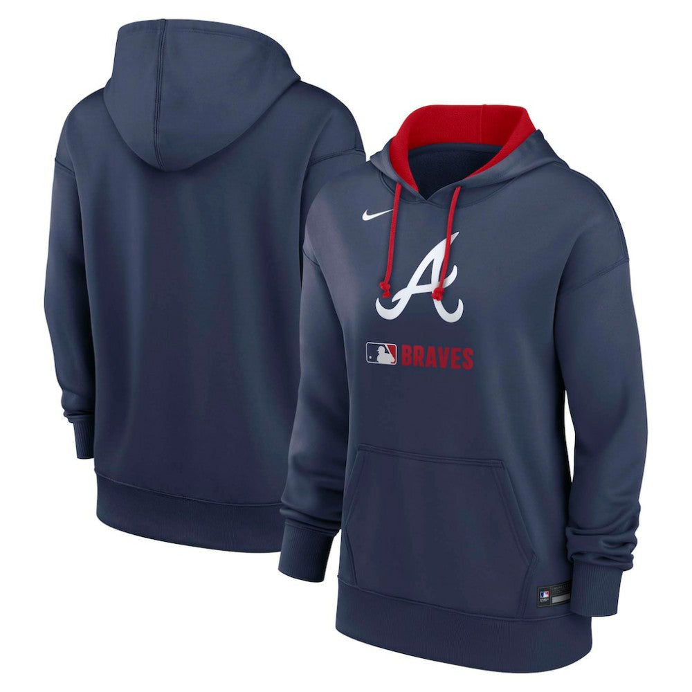 Atlanta Braves Women's Authentic Collection Therma-FIT Hoodie Navy