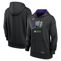 Tampa Bay Rays Women's Authentic Collection Lockup Alternate Logo Therma Hoodie Black