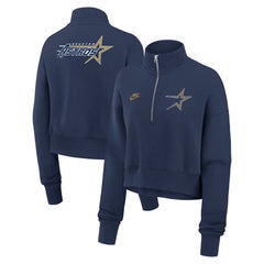 Houston Astros Women's Cooperstown Collection Phoenix Fleece Half-Zip Sweatshirt Navy