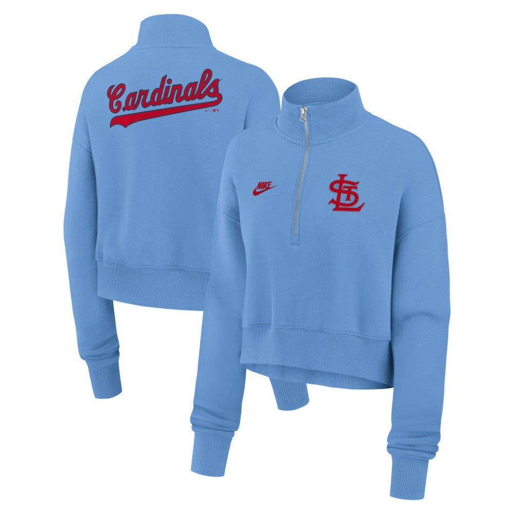 St. Louis Cardinals Women's Cooperstown Collection Phoenix Fleece Half-Zip Sweatshirt Light Blue