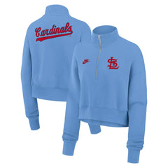 St. Louis Cardinals Women's Cooperstown Collection Phoenix Fleece Half-Zip Sweatshirt Light Blue