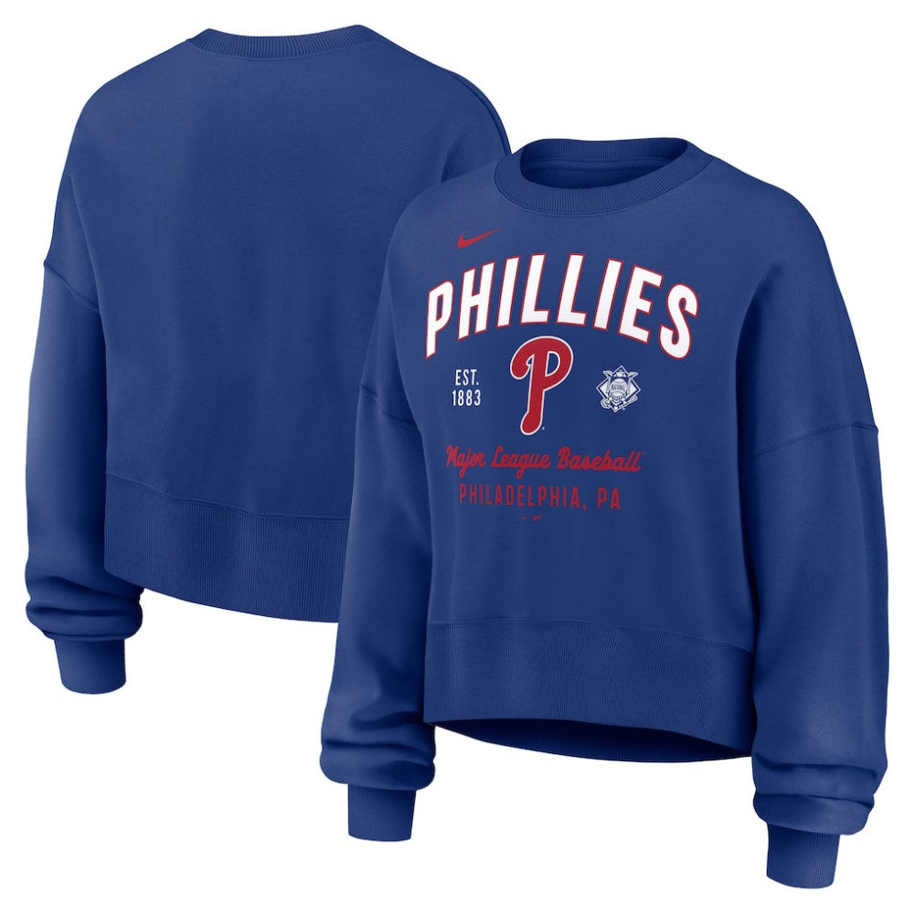 Philadelphia Phillies Women's Oversized High Hip Pullover Sweatshirt Royal