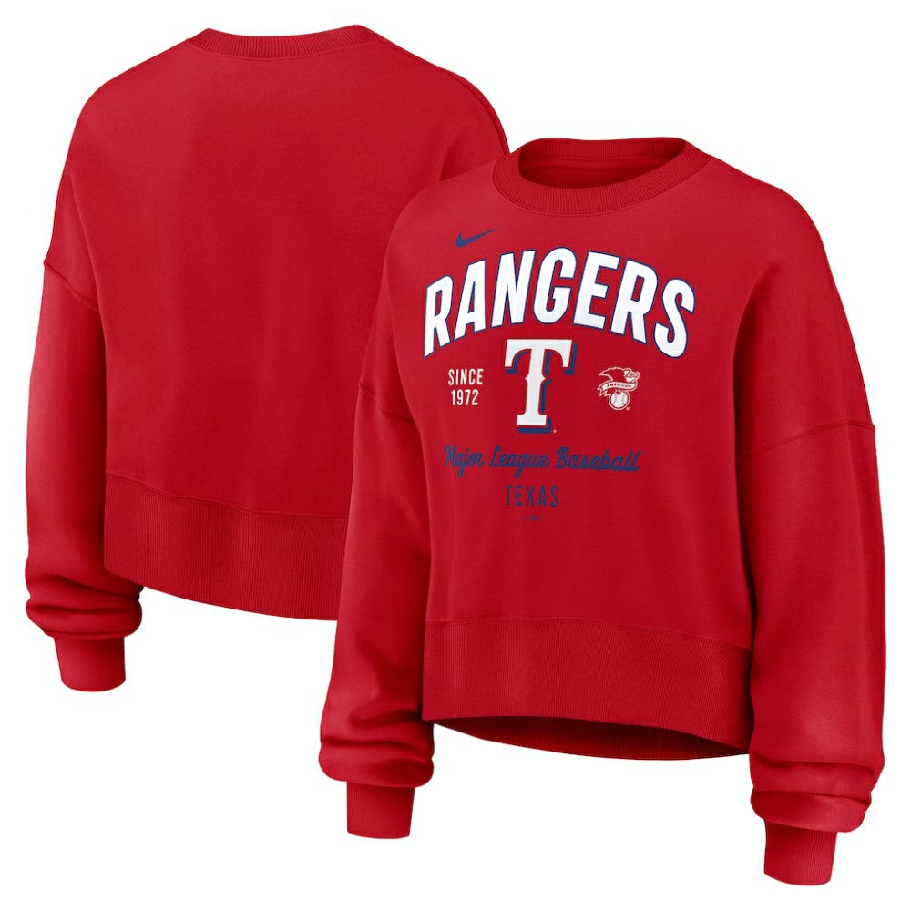 Texas Rangers Women's Oversized High Hip Pullover Sweatshirt Red