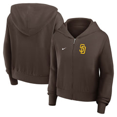 San Diego Padres Women's Cropped Chill Full-Zip Hoodie Brown