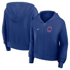 Chicago Cubs Women's Cropped Chill Full-Zip Hoodie Royal
