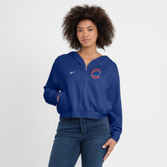 Chicago Cubs Women's Cropped Chill Full-Zip Hoodie Royal