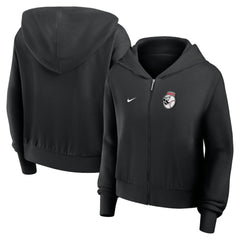 Cincinnati Reds Women's Cropped Chill Full-Zip Hoodie Black