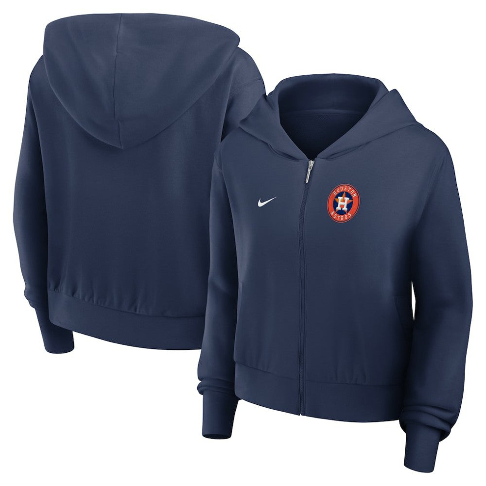 Houston Astros Women's Cropped Chill Full-Zip Hoodie Navy