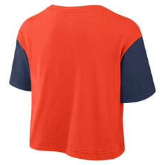 Houston Astros Women's Script Dri-FIT Cropped T-Shirt Orange/Navy