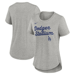 Los Angeles Dodgers Women's Script Tri-Blend T-Shirt Heather Gray