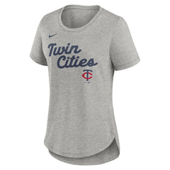 Minnesota Twins Women's Script Tri-Blend T-Shirt Heather Gray