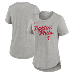 Philadelphia Phillies Women's Script Tri-Blend T-Shirt Heather Gray