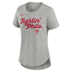 Philadelphia Phillies Women's Script Tri-Blend T-Shirt Heather Gray