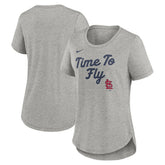 St. Louis Cardinals Women's Script Tri-Blend T-Shirt Heather Gray