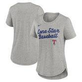 Texas Rangers Women's Script Tri-Blend T-Shirt Heather Gray