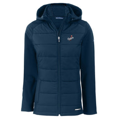 Los Angeles Dodgers Cutter & Buck Women's Evoke Hybrid Eco Softshell Recycled Full-Zip Hoodie Jacket Navy
