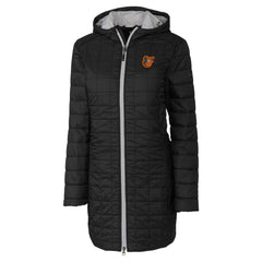 Baltimore Orioles Cutter & Buck Women's Rainier Primaloft Eco Insulated Hooded Full-Zip Long Coat Black
