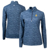 Seattle Mariners Cutter & Buck Women's Traverse Camo Print Stretch Quarter-Zip Top Navy