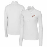 Detroit Tigers Cutter & Buck Women's Traverse Stretch Quarter-Zip Pullover Top White